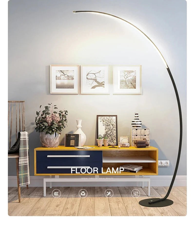 Nordic LED Corner Floor Lamp Simple Black White Floor Light For Dining Room Living Room