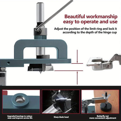 Woodworking 35mm Hole Opener Hinge Opener Door Cabinets Hinge Locator Wood Work Hole Drilling Guide Locator