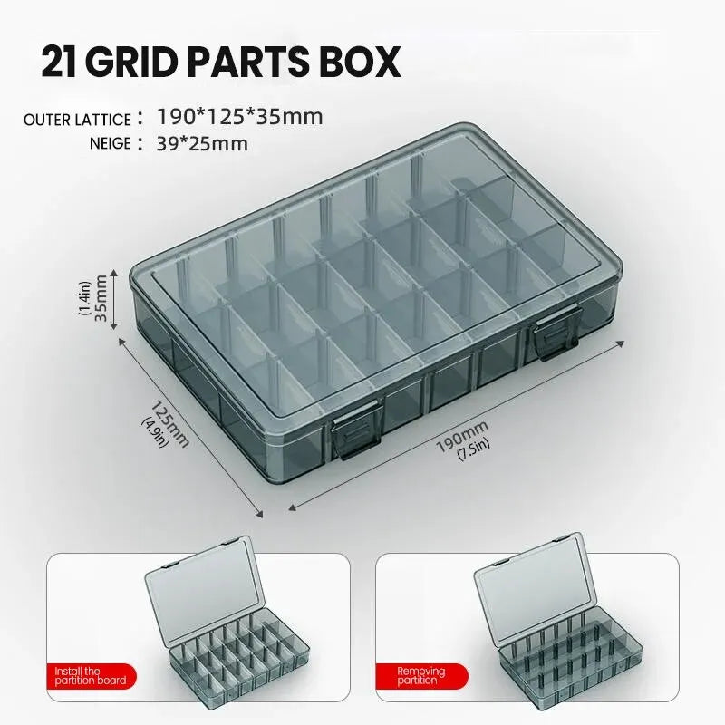 AIRAJ Plastic Tool Parts Box Storage Screw Box Tool Classification Electronic Component Drill Bit Accessories Thickened Grid Box