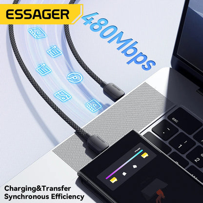 Essager 100W USB Type C To USB C Cable 5A PD Fast Charging Cable Type C Wire For Xiaomi Samsung Huawei Oppo Oneplus Macbook iPad