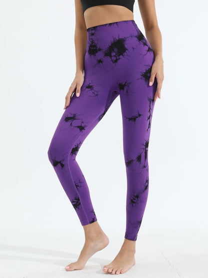 Women's Tie Dye Seamless Yoga Leggings High Waist Scrunch Butt Lifting Tights Soft&Stretchy Workout Skinny Pants