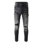 Jeans destroy homme slim fit noir gris élastique streetwear fashion rétro
