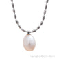 Yhpup Tarnish Free Natural Pearl Beads Chic Exquisite Necklace Thin Chain Stainless Steel Minimalist Charm Collar Jewelry Women