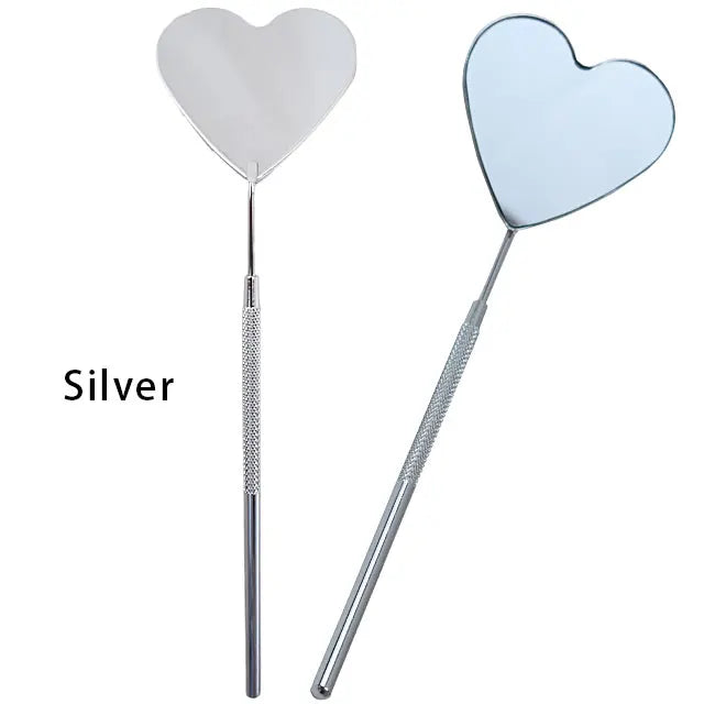 1pcs Heart Shape Eyelash Mirror Magnifying Long Handle Mirror For Checking False Eyelashes Extension Supplies Beauty Makeup Tool