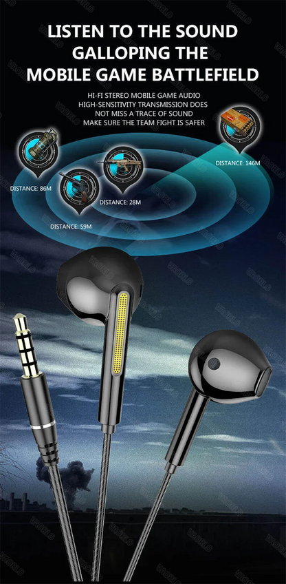 VAORLO 3.5mm/Type-C Wired Headphones Heavy Bass In Ear Earphone With Mic USB C Stereo Earbuds Gaming Headset For Samsung iPhone
