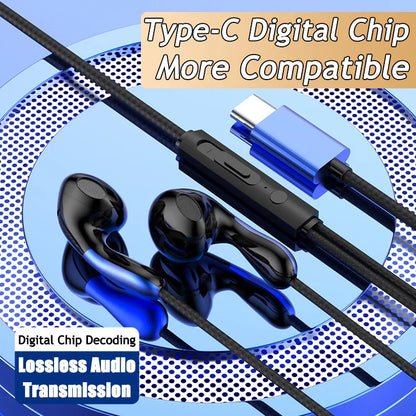 Wired Earphone 3.5mm AUX/Type C HiFi Surround Heavy Bass With MIC In-Ear Game Music Headsets For Samsung Huawei Xiaomi iPad PC