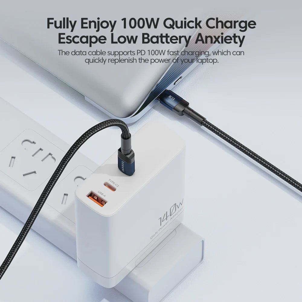 Toocki 60W/100W Type C to USB C Cable PD 3.0 Quick Charge Fast Charging Type C to Type C For Huawei Xiaomi Samsung Laptop