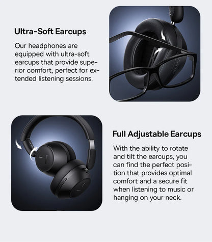 Casque Bluetooth sans fil Baseus Bass 30 Max – Bluetooth 5.3 – Écouteurs supra-auriculaires à diaphragme de 40 mm avec basses renforcées et latence ultra-faible – Autonomie 50h