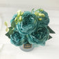 30cm Rose Pink Silk Peony Artificial Flowers Bouquet 5 Big Head and 4 Bud Cheap Fake Flowers for Home Wedding Decoration indoor