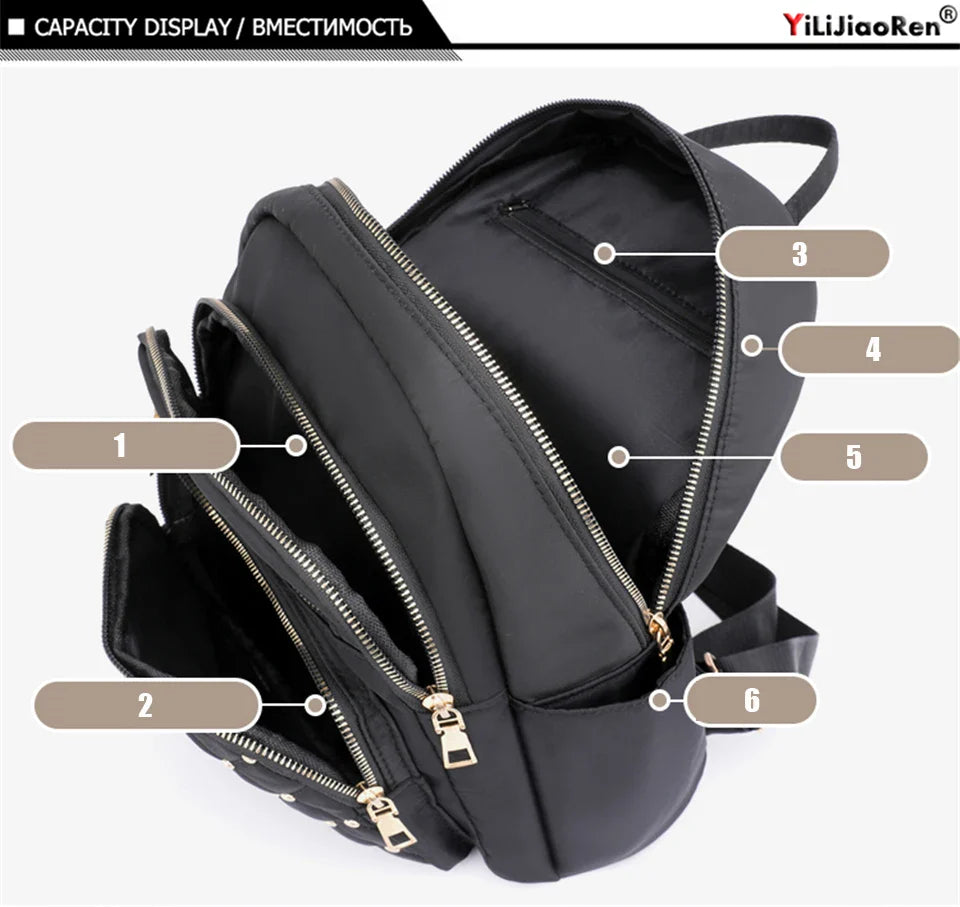 Sac à Dos Mode Femme, Sacs à Dos en Nylon de Haute Qualité, Grand Sac de Voyage pour Femmes, Grands Cartables pour Filles Adolescentes, Sac à Bandoulière