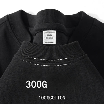 300g Cotton T Shirts Men Short Sleeved Heavyweight  Summer Round Neck Loose Breathable Shirt for Men Women Basic Tee