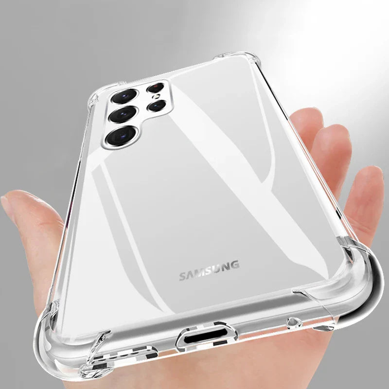 Clear Silicone Soft Phone Case For Samsung S24 S23 S22 Ultra Plus S21 FE S20 A71 A51 A52S A54 A53 Camera Shockproof Bumper Cover