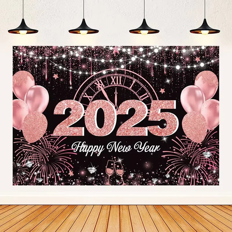 2025 Happy New Year Backdrops for Christmas Photography Decor Background Fireworks Celebrate Party Family Poster Photo Props