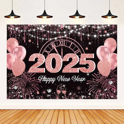2025 Happy New Year Backdrops for Christmas Photography Decor Background Fireworks Celebrate Party Family Poster Photo Props