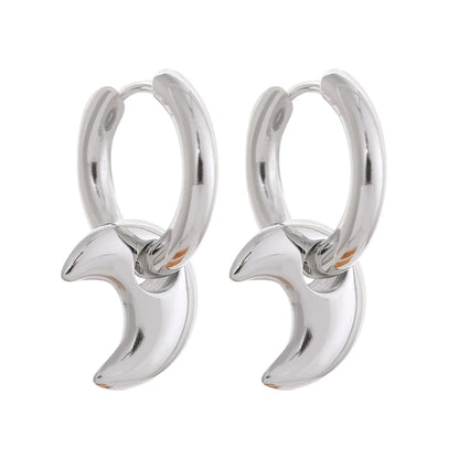 Yhpup Star Moon Heart Pendant Drop Hoop Huggie Earrings 18k Gold Plated Trendy Waterproof Stainless Steel Fashion Charm Jewelry