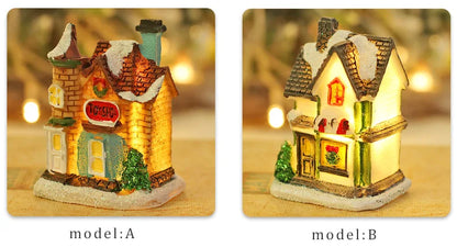 1~6pcs LED Night Light Christmas Ornaments 2024 Luminous Castle Snow House Sculpture Xmas Decoration for Home New Year Navidad