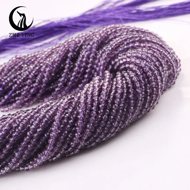 Zhe Ying 10strands/lot Tea Color Glass Beads Hydro Round Micro Faceted Crystal Loose Beads for Bracelet Necklace Accessories