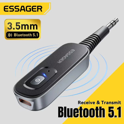 Essager Récepteur/émetteur audio Bluetooth 2 en 1 Adaptateur audio Bluetooth 5.1 sans fil 3,5 mm AUX stéréo pour écouteurs TV Voiture