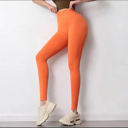 [Seamless Solid Color Yoga Leggings] Solid Color Seamless Yoga Leggings, High Waist Fitness Running Workout Sports Pants, Women'