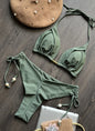 2025 New Sexy Triangle Bathing Suit for Women Brazilian Bikinis Halter Swimwear Push Up Swimsuit Metal Chain Beach Bikini Set