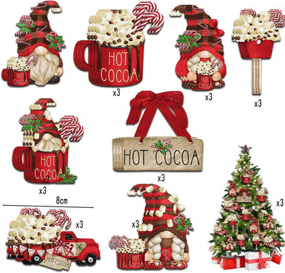 24Pcs Christmas Cute Dwarf Hanging Ornaments Xmas Wooden Gnome Pendant DIY Christmas Tree Craft Decoration for Home New Year