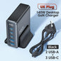 Chargeur USB Toocki 140W GaN 5-en-1 de bureau à charge rapide Type C avec affichage LED pour iPhone Xiaomi Smartphone Ordinateur portable
