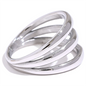 Yhpup Stainless Steel Geometric Hollow Layered Wide Ring Metal Texture Waterproof Daily Simple Stylish Golden Jewelry for Women
