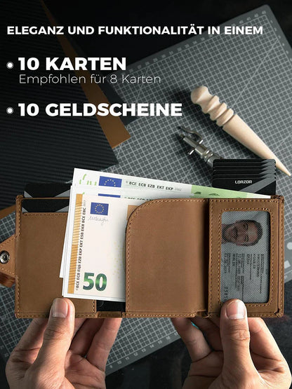 YATBEST Men's Leather Wallet With Coin Pocket AirTag Positioning Card Clip RFID Anti Magnetic Anti-Theft Card Swiping Bag