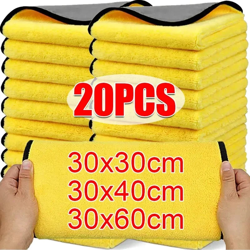 Chiffons en microfibre double face pour voiture, super absorbants, pour le lavage, le séchage, le nettoyage, les serviettes de détail automobile, les chiffons de nettoyage, outils