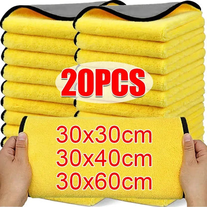 Chiffons en microfibre double face pour voiture, super absorbants, pour le lavage, le séchage, le nettoyage, les serviettes de détail automobile, les chiffons de nettoyage, outils