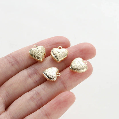 4pcs/lot 14K 18K Gold Plated Heart Charm with Jump Ring Necklace Making Supplies Solid Love Pendant For DIY Jewelry Accessories