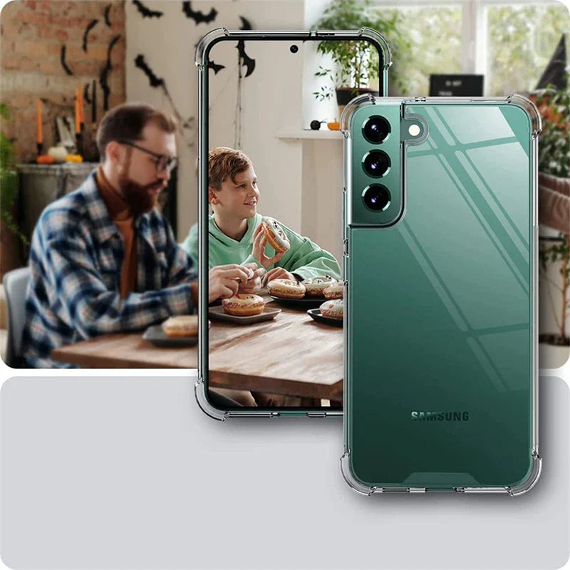 Clear Silicone Soft Phone Case For Samsung S24 S23 S22 Ultra Plus S21 FE S20 A71 A51 A52S A54 A53 Camera Shockproof Bumper Cover