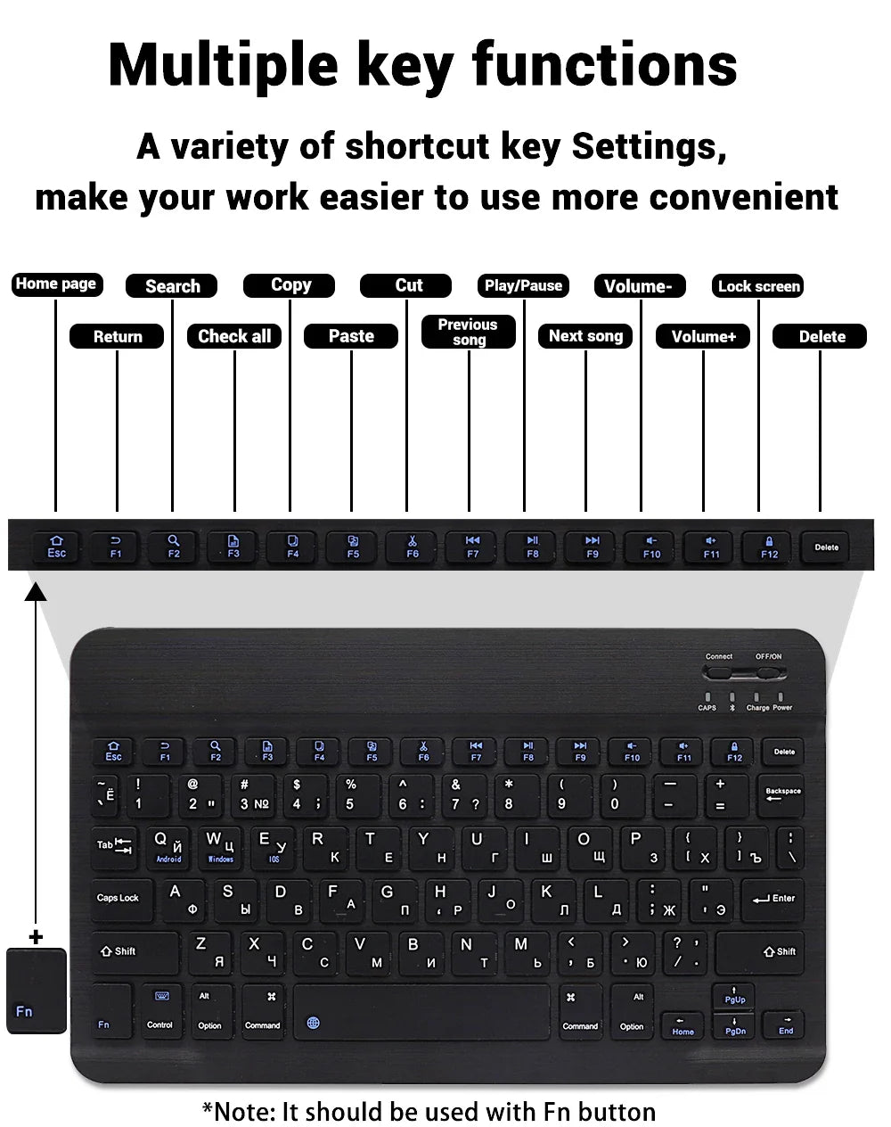 EMTRA Clavier et souris Bluetooth rétroéclairés pour iOS, Android, Windows, iPad, clavier portugais, clavier espagnol