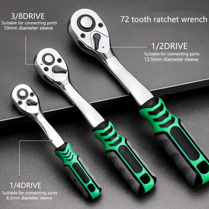 1/4 inch Ratchet Socket Wrench Set, Mechanic Tool Kit and Sockets Set with Quick Release Reversible Ratchet Handle and Extension