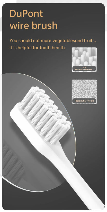 Jianpai Brosse à dents électrique acoustique classique noire et blanche pour adulte, 5 modes, chargement USB, étanche IPX7, électrique acoustique