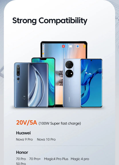 Toocki USB Type C Cable 100W Fast Charging 6A Type C Cable for Xiaomi Huawei P30 P40 Samsung POCO Realme Oneplus Data Wire