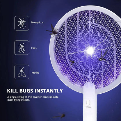 Senelux Electric Fly Swatter, Bug Zapper 2in-1 Racket Fly Killer USB Rechargeable Fly Zapper