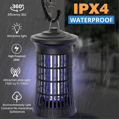 Senelux Mosquito Killer Lamp 4500V Fly Zapper 20W Insect Mosquito Trap with UV Light Bug Zapper 100m³ Coverage for Indoor Garden Outdoor