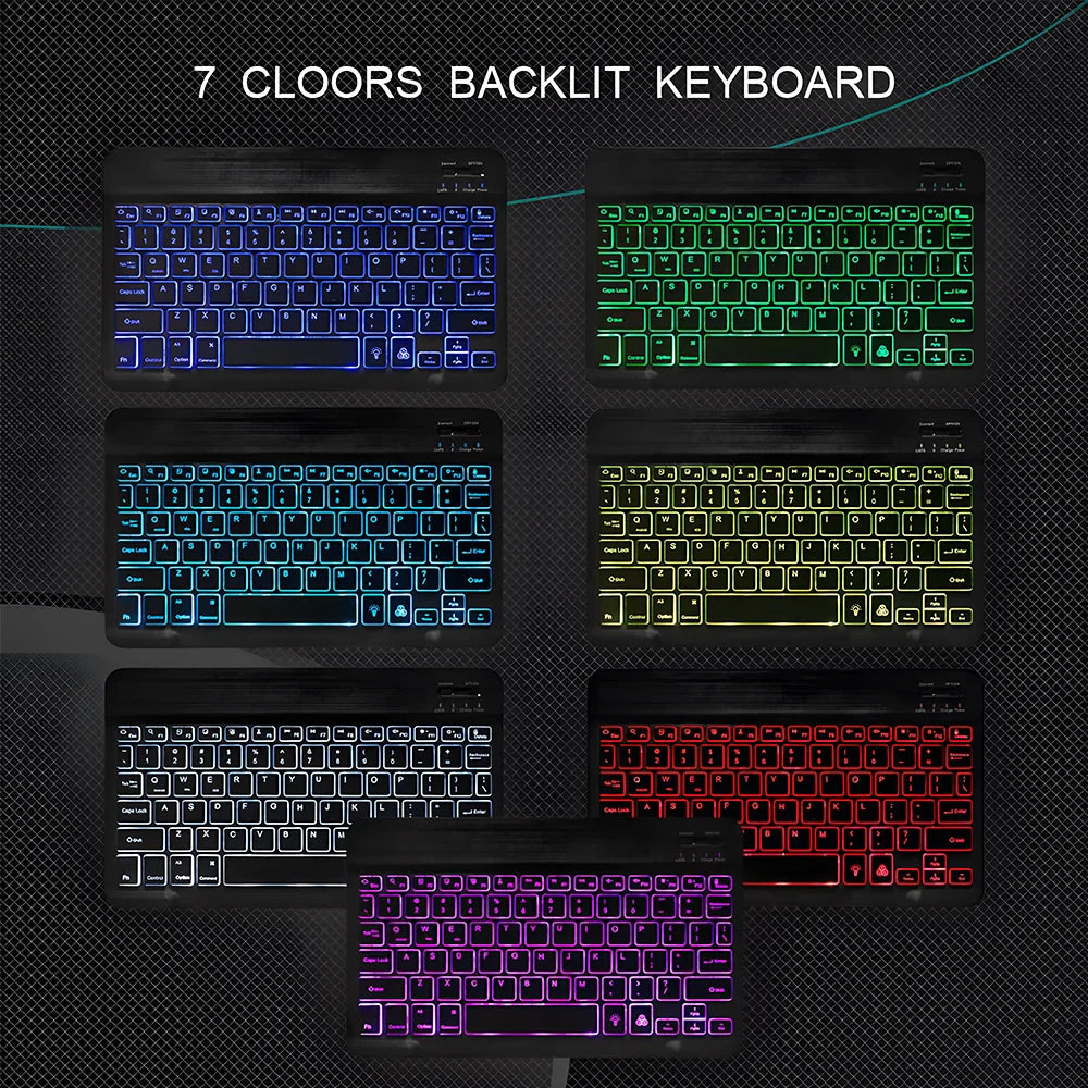EMTRA Clavier et souris Bluetooth rétroéclairés pour iOS, Android, Windows, iPad, clavier portugais, clavier espagnol