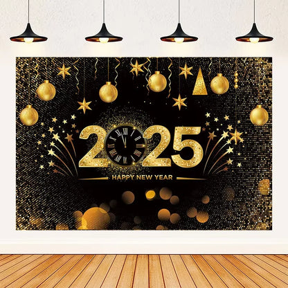 2025 Happy New Year Backdrops for Christmas Photography Decor Background Fireworks Celebrate Party Family Poster Photo Props
