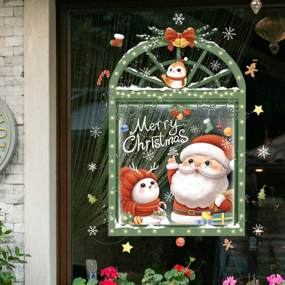 2024 Christmas Window Stickers Santa Claus Xmas Tree Cartoon Glass Decal Merry Christmas New Year Holiday Decorations for Home