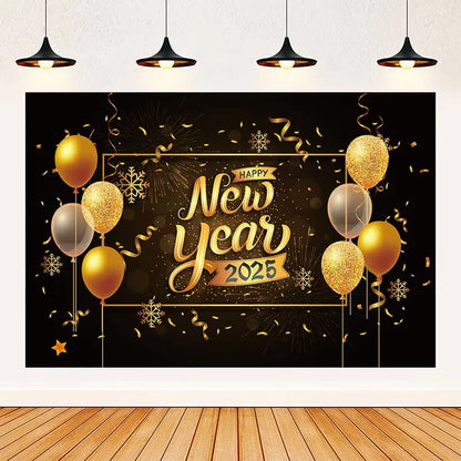 2025 Happy New Year Backdrops for Christmas Photography Decor Background Fireworks Celebrate Party Family Poster Photo Props