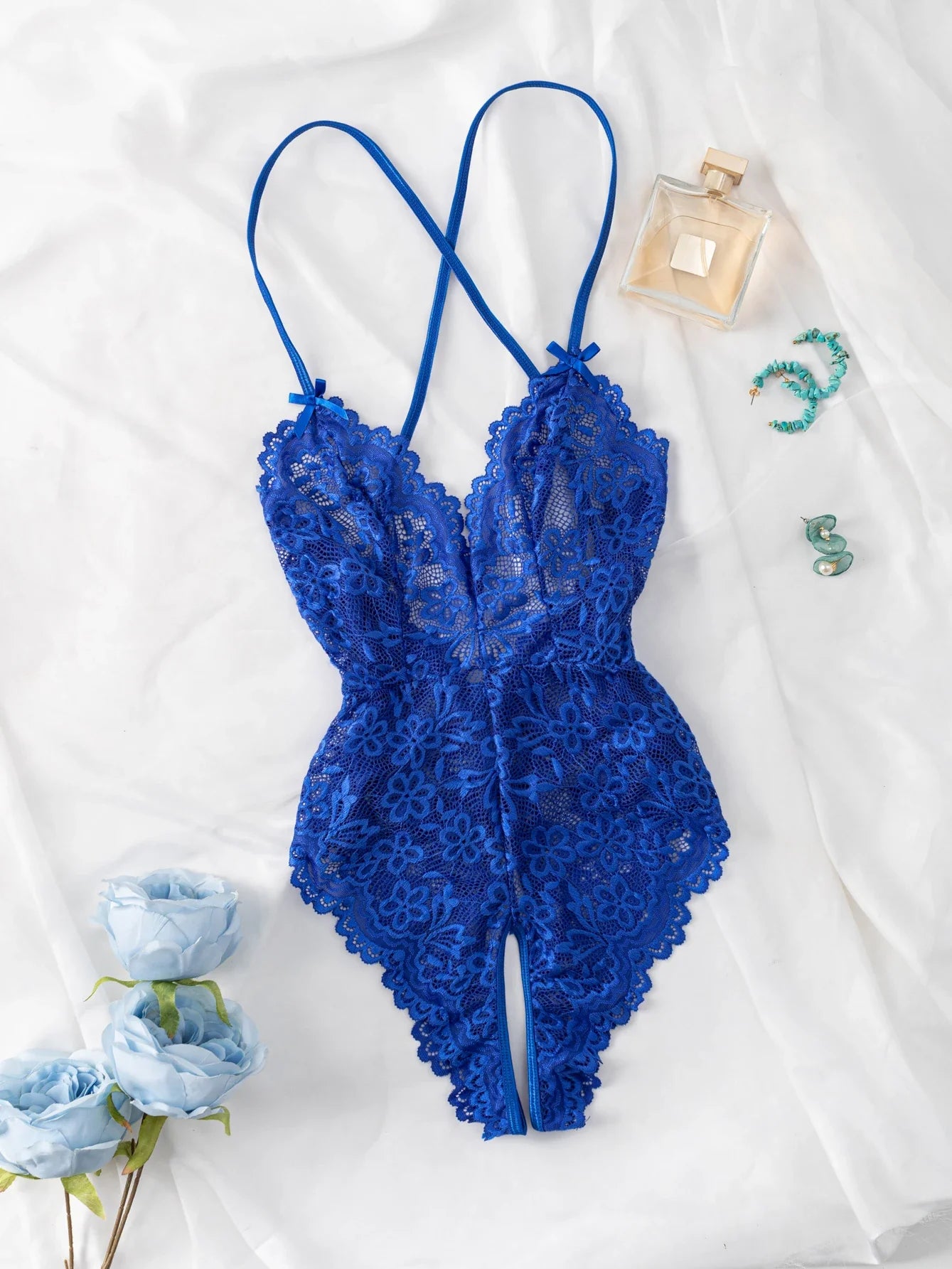 Women's Sexy Lace Underwear Set Erotic Ladies Lingerie See-through Bra Thong Mini Babydoll Briefs Underpants White Bodysuit 2024