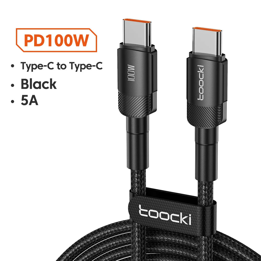 Toocki 60W/100W Type C to USB C Cable PD 3.0 Quick Charge Fast Charging Type C to Type C For Huawei Xiaomi Samsung Laptop