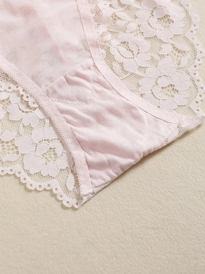 1 Set Elegant Erotic Lace Embroidery Breathable Fabric Lingeries : Push-Up Bra, Low Waist Sheer Panty - Ultimate Valentine's Day