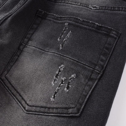 Jeans destroy homme slim fit noir gris élastique streetwear fashion rétro
