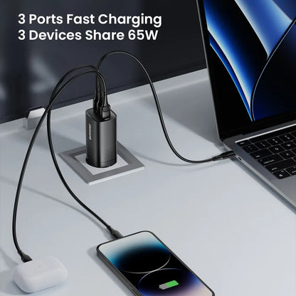 Chargeur ASOMETECH GaN USB Type C 65W 45W PPS PD QC4.0 Chargeur rapide pour Macbook Portable IPAD Tablette iPhone 16 Samsung S23 Ultra