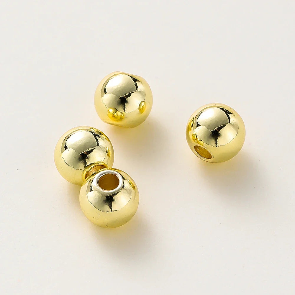 2-6mm 14k/18k Gold Plated Smooth Round Ball Brass Beads Loose Spacer Beads For DIY Jewelry Making Necklace Wholesale Findings