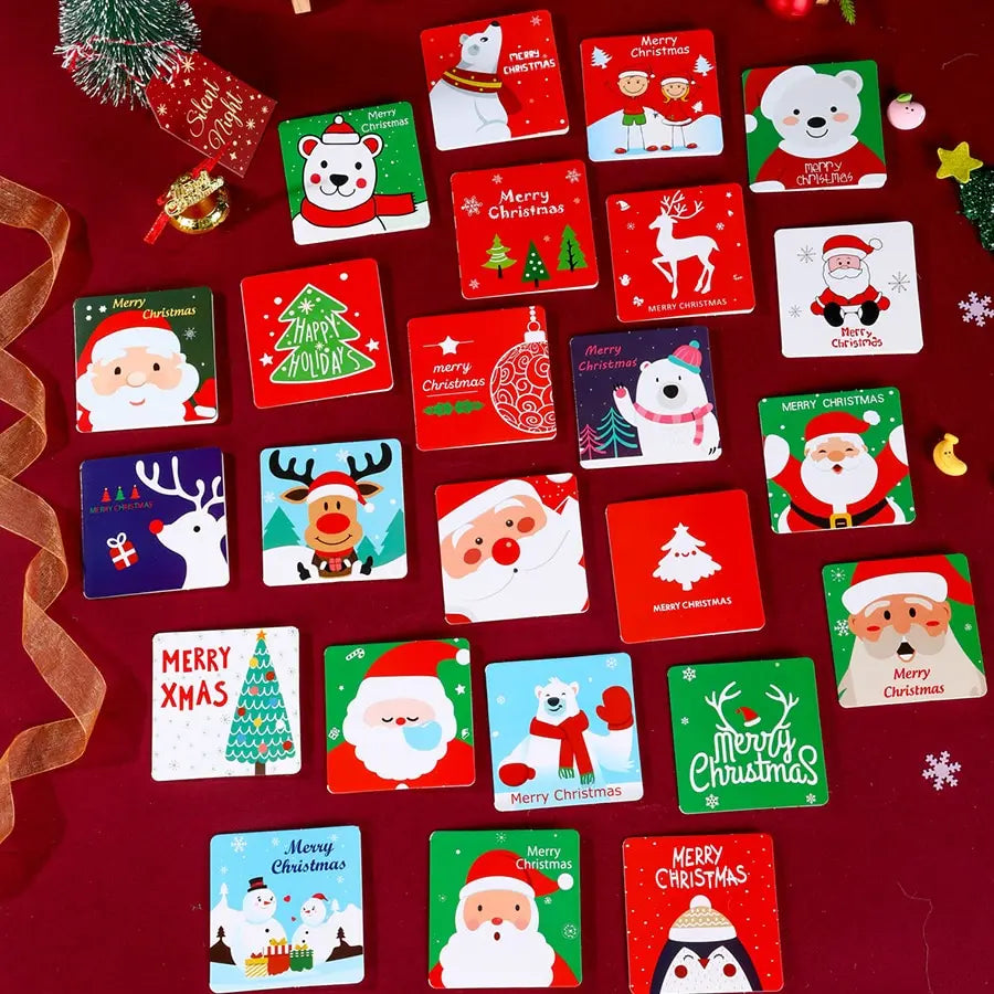 12/16/24 PCS Random Christmas Greeting Card Kids Mini Blessing Greeting Cards Envelope New Year Postcard Gift Card Xmas Party