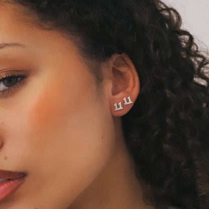 Laila 11:11 Stud Earrings | Silver